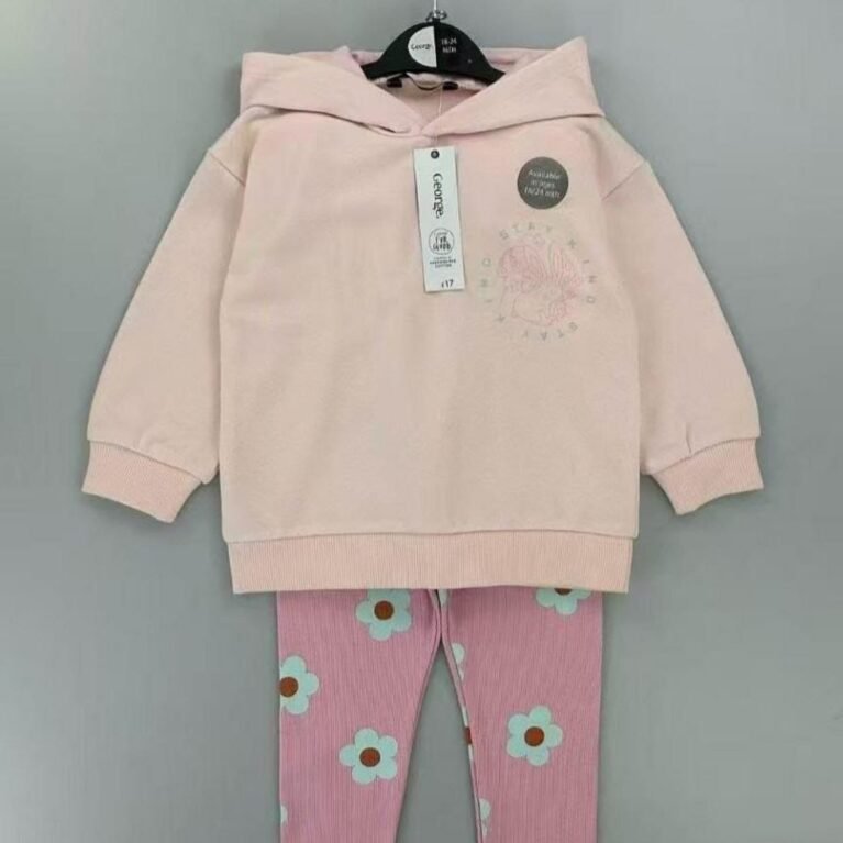 طقم بناتي بنطلون بنقشة الورد