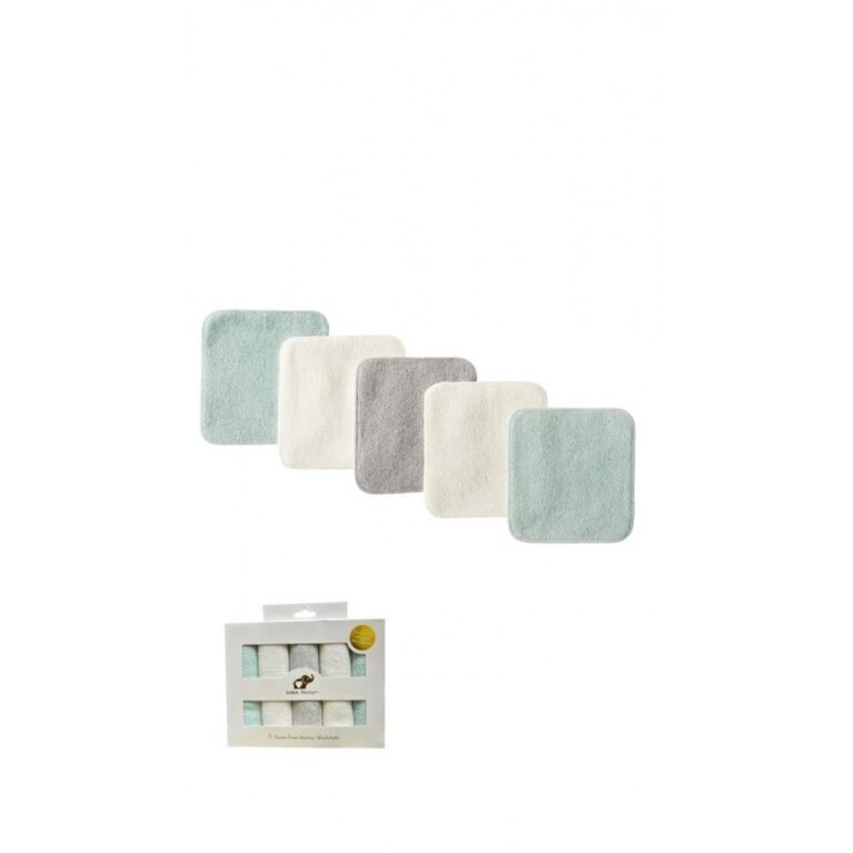 بشاكير بيبي 5 قطع بامبو باللون الاخضر والابيض والسكني