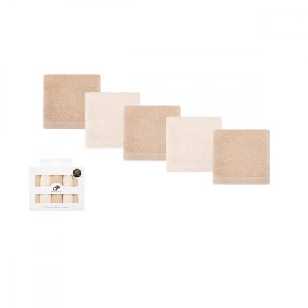 بشاكير بيبي 5قطع بامبو باللون الابيض والبني