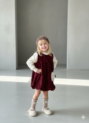 فستان خمري منقط